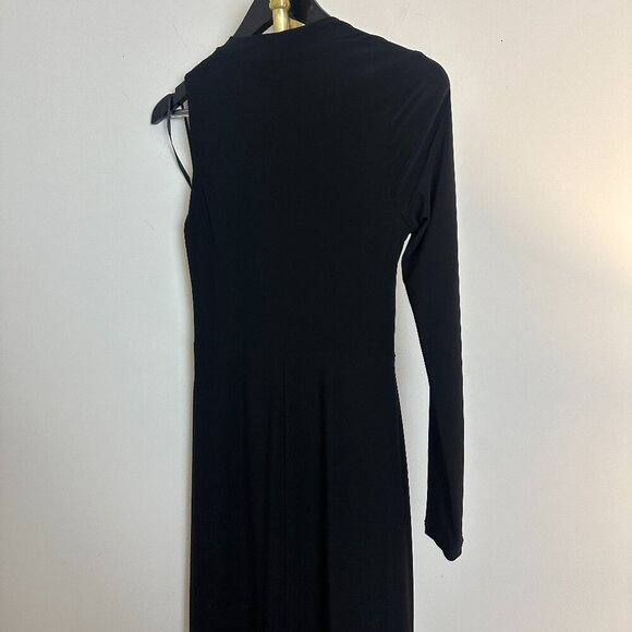 BETSY & ADAM Asymmetric Single Long Sleeve Gown in Black Size US 8 - Picture 10 of 15